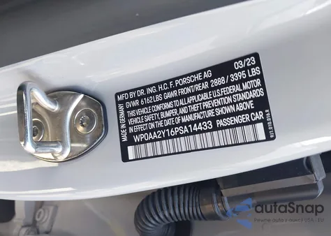 2023 Porsche Taycan from USA, damaged, VIN WP0AA2Y16PSA14433